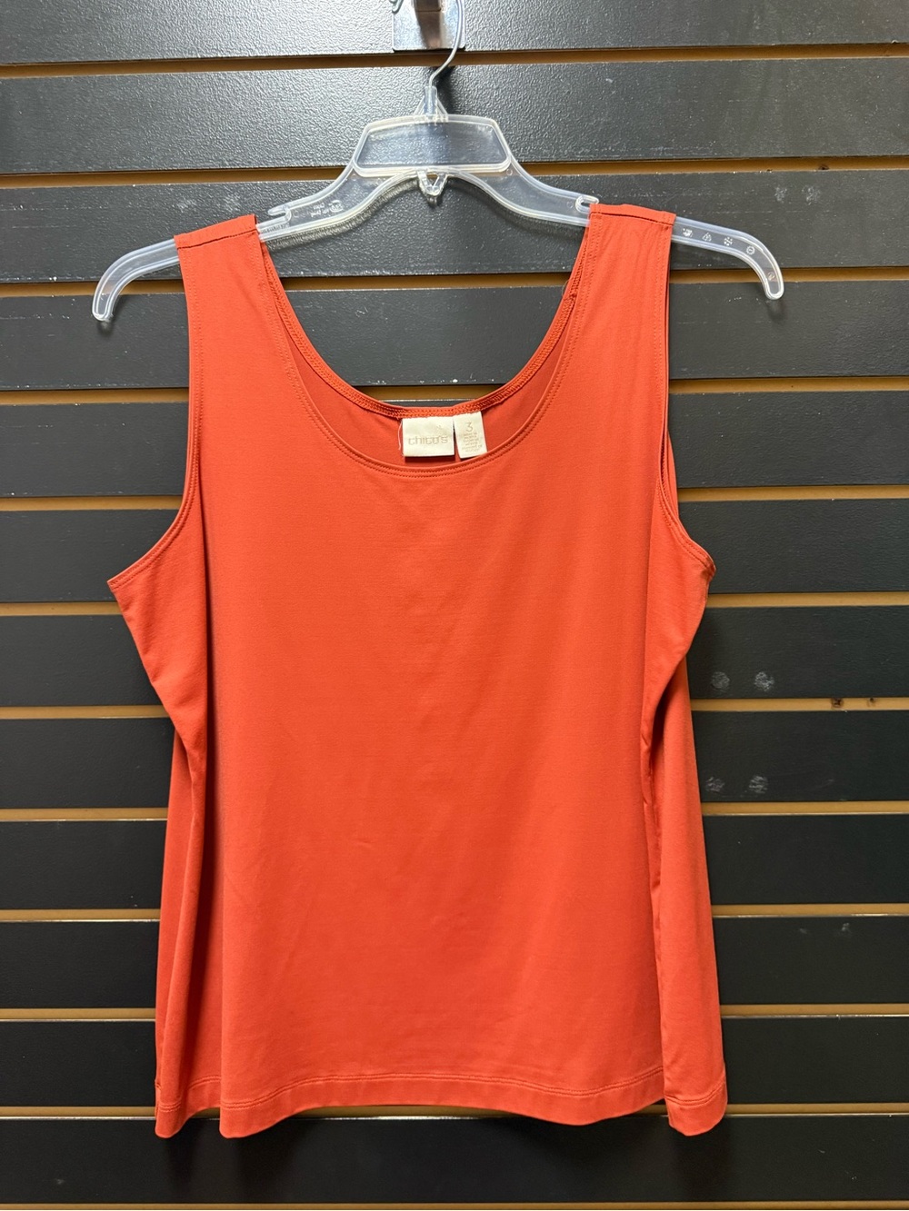 Chico’s Size 3 XL Orange Rust Stretch Scoop Neck Tank Top